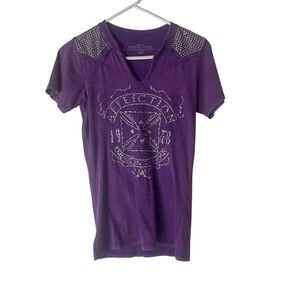 Affliction Size Small Purple Rhinestone Y2k Hustler Biker Grunge T Shirt